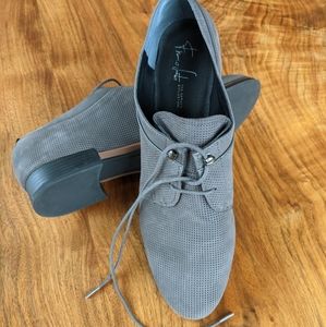 Franco Sarto Gray Nubuck Leather Lace Up Oxford